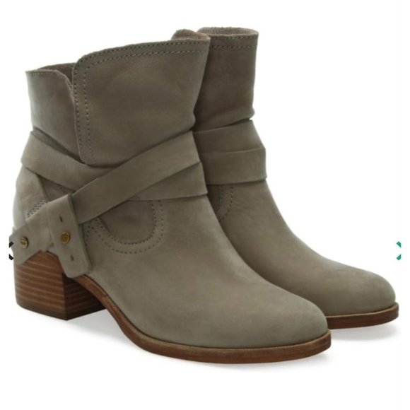 UGG Elora Sahara Grey Suede Leather Ankle Boots, Women's Size 10 - Picture 15 of 16